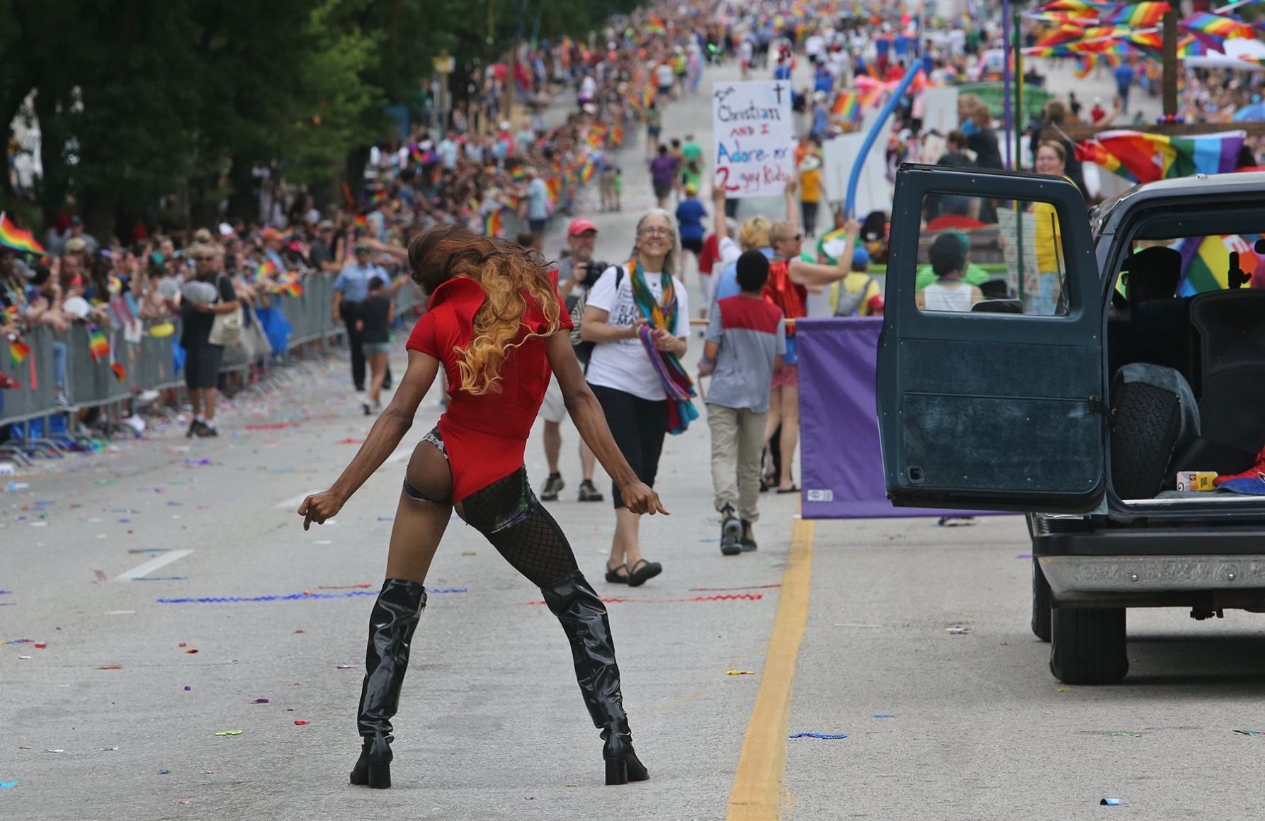 Thousands Watch the Pride Parade downtown